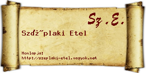 Széplaki Etel névjegykártya